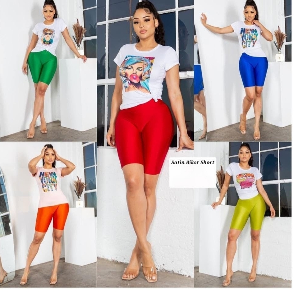 Spandex Biker Shorts - Women's Stretch High-Waist (Multiple Colors)